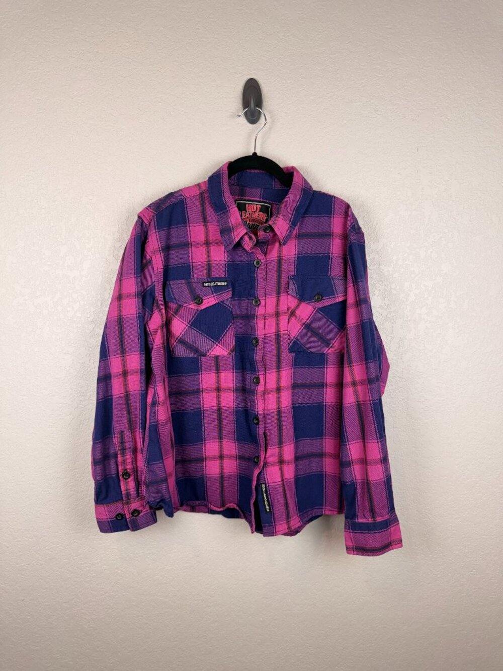 Hot Leathers Women's Pink Plaid Heavyweight Cotton Flannel Shirt XL